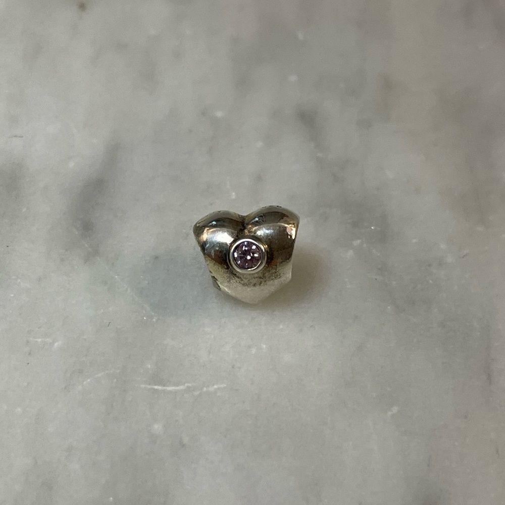 Pandora Silver Pink Heart Enamel Charm (Stamped 925 ALE)